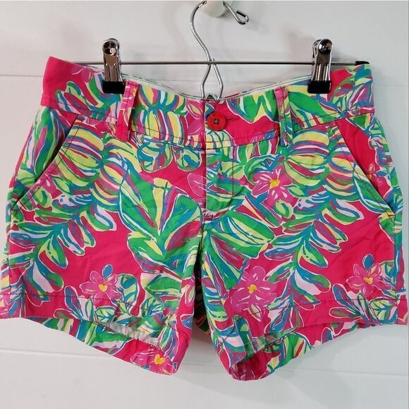 Lilly Pulitzer Pomegranate Jungle Callahan Shorts Size 0 - Picture 2 of 13